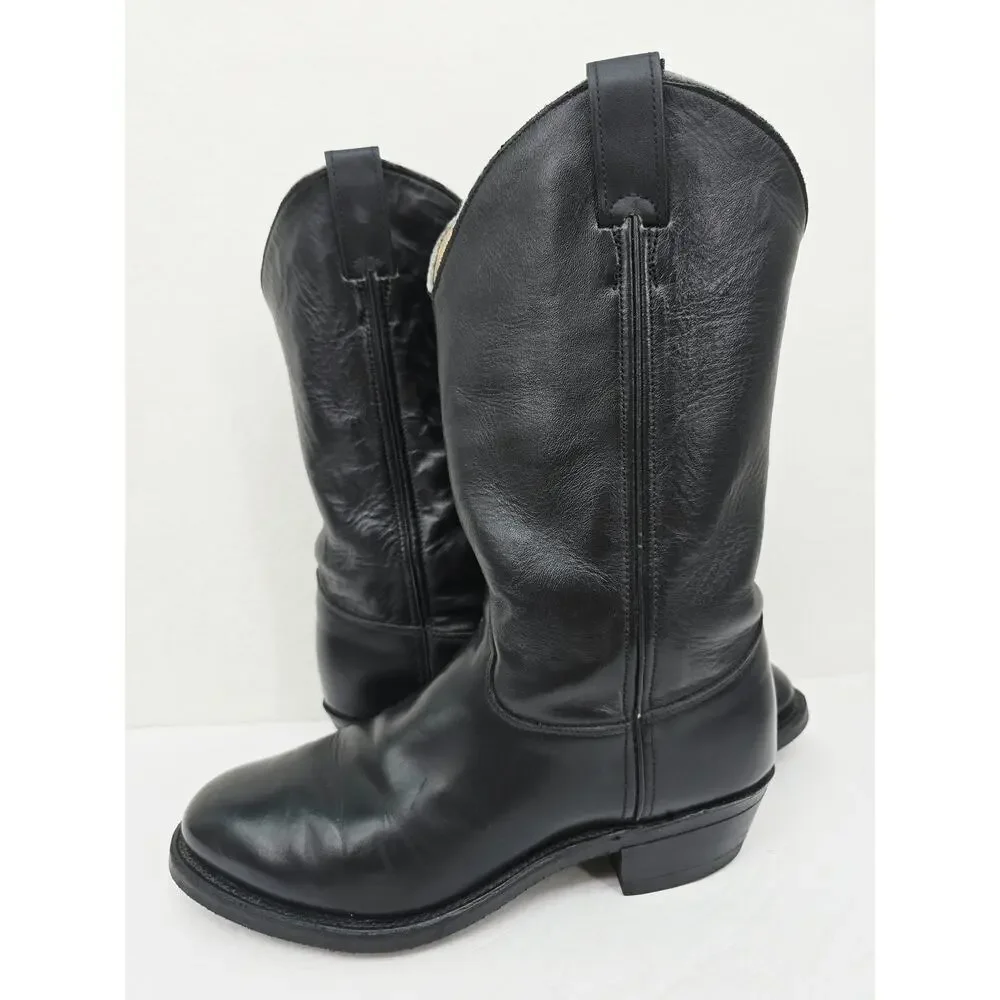 Vintage Men's Western Cowboy Boots Leather Black 9 Wide